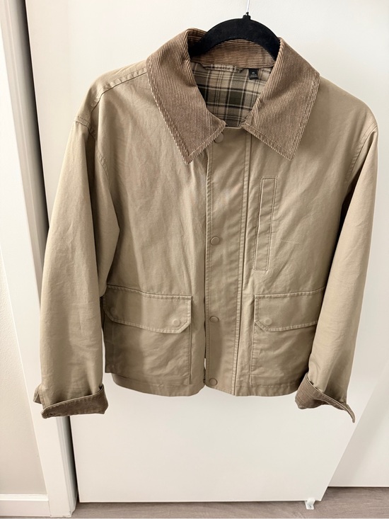 Uniqlo Jackets & Blazers - Uniqlo Khaki Utility Jacket with Corduroy Collar